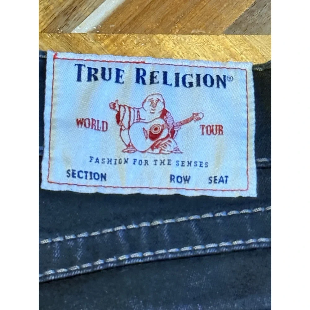 True‎ Religion Jeans 29x32 Dark Blue Big T Flap Pocket Thick Stitch Y2K Selvage